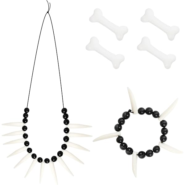 SMIFFYS Set Voodoo, bianco, con zanne, collana, orecchini e braccialetto