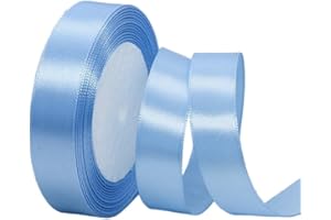 GUIASIPULE 20mm Water Blue Satin Ribbon 22M ，Fabric Hair String Ribbon for Craft, Flower Bouquets, Gift Wrapping, Wedding, Bow Making and Valentines Christmas Decoration