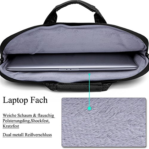 BRINCH 15,6 Zoll Multifunktional Laptop Schutzhülle Portable Umhängetasche Messenger Bag mit Schulterriemen und Griffe Aktentasche für 15 – 15,6 Zoll Laptop / Notebook / MacBook / Ultrabook / Chromebook / Tablet Computers /Apple / Acer / Asus / Dell / Fujitsu / Lenovo / HP / Samsung / Sony / Toshiba, Schwarz - 4