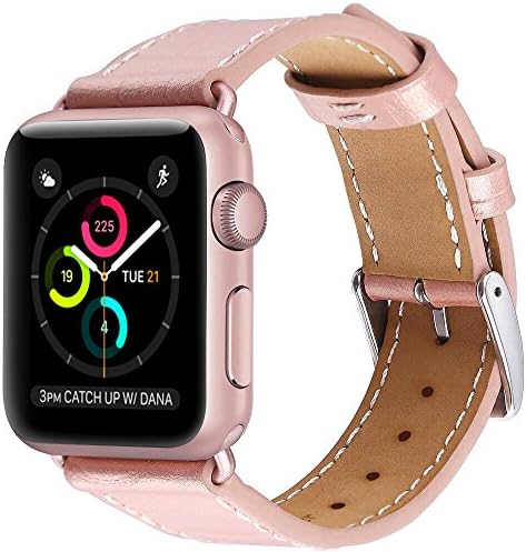 Ykunjade High Quality Genuine Leather Sports Apple Replacement Strap With Stainless Metal Clasp For Apple Watch Band Women 38MM Series 1 Series 2 Rose Gold