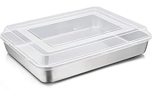 Joyfair Kuchenform, Edelstahl Backform mit Luftdichtem Deckel, 31x24x5cm, Rechteckiges Backblech zum Backen Braten Aufbewahren, Ideal für Kuchen/Brownie/Lasagne - Schwerlast & Spülmaschinenfest