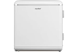 COMFEE' RCD50WH2EURT(E) Frigorifero Piccolo 47Litri, Design Retrò, Mini Frigo Tavolo Monoporta, Termostato Regolabile, Silenzioso, Adatto a casa, ufficio e hotel, Bianco