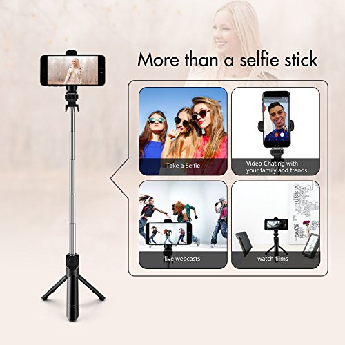 Palo de Selfie Bluetooth con Trípode, AomTro Mini Selfie Stick Universal con Mando a Distancia para iPhone 5/6/7 8 Plus Series, Huawei, Samsung Android Movíl DE 3.5