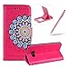 Produktbild Bling Glitzer 3D Bunt Mandala Blumen Malerei Muster Hüllen Für Samsung Galaxy S8 Plus, Herzzer Rundum Schutz Schale PU Leder Ständer Tasche Etui Flip mit Stoßfest Magnet Kartenfächer und Weiche Innere Silikon TPU Bumper Smartphone Case Cover Samsung Galaxy S8 Plus Handyhüllen - Rose