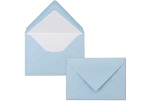 ‎NEUSER PAPIER 50 Briefumschläge Hellblau - DIN C6 - gefüttert mit weißem Seidenpapier - 80 g/m² - 11,4 x 16,2 cm - Nassklebung - NEUSER PAPIER