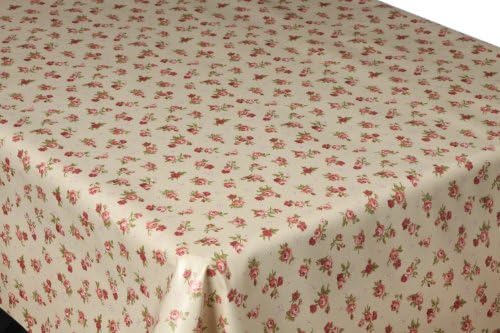 3 METRES (300 x 137cm) COATED COTTON OILCLOTH TABLECLOTH ENGLISH JC ROSES WIPE CLEAN BEST QUALITY (JCR3)