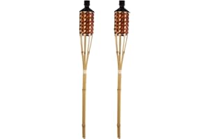 WIDDLE GIFTS LTD 2 Pack Garden Bamboo Oil Torches 15 Hours Burn Time Torch Set 4519