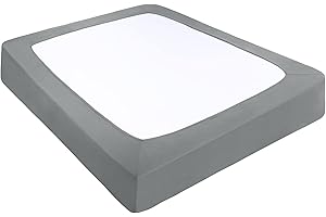 PiccoCasa Box Spring Cover Stretchy Fabric Wrap Around 4 Sides Bed Skirt Wrinkle Free for Home, Elastic Mattress Cover Fits Mattress up to 14" Cadet Grey King