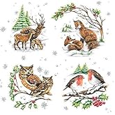 20 tovaglioli di Natale a forma di gufo nella foresta invernale