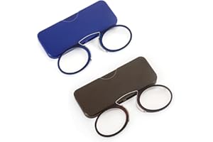 Kodilin Occhiali da Lettura in 2 Pezzi 2.5 Mini Lettore di Naso a Clip per Uomini e Donne, Occhiali da Lettura Flessibili Portatili Antiscivolo Blu + Marrone