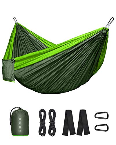 GIARIDE Hamaca para Acampar Hamaca para árboles Portátil para Interiores Y Exteriores con 2 Correas Colgantes, Hamacas Ligeras de Paracaídas de Nylon para Mochilero, Playa, Viajes, Senderismo