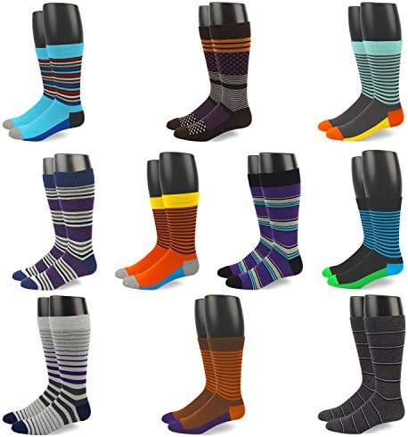 Mens Calf Socks Plus Size Cotton Rich, Comfortable, Breathable Funky Socks Winter Colorful Design Crew Socks UK Men Size 10-14/EU 44.5-49 (UK Men Size 10-13.5/EU 44.5-49, KQBSK09-10Pack)