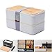 Produktbild Brotdose Erwachsene Lunchbox Bento Box PlUIESOLEIL Lebensmittelbehälter Brotdose Bento Box 2 Fächer Mit Besteck                         (Weiß)