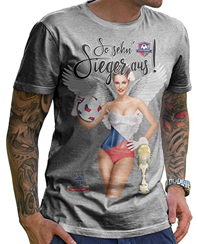 Stylotex Herren T-Shirt Basic So sehn Sieger aus Girl Tschechien Czech Republic, Farbe:heather;Größe:XXXL