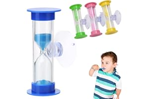 BIOSA Sablier pour brosse à dents pour enfants - Minuteur de douche 2 minutes - Mini sablier pour le brossage des dents - Mini sablier rotatif en verre - Convient pour salle de bain et cuisine