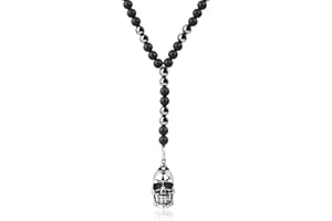 GAVU Collier Perle Homme Pendentif Tête de Mort