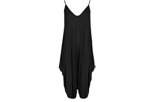 TOP LINEN (NW) LTD Women Ladies Plain Sleeveless Cami Baggy Strapy Romper Harem Lagenlook Playsuit Jumpsuit Top Dress Plus Size One Size
