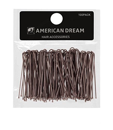 American Dream Straight Hair Pins, Brown 2-inch/ 5 cm - Pack of 100