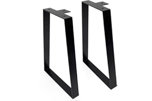 Signstek 16 inch metal table legs, black metal trapezoidal furniture legs 40cm coffee table legs, DIY modern furniture legs