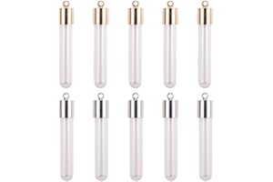 PH PANDAHALL PandaHall Elite 16 Botellas de Cristal Transparente de 30 mm para Colgar con Tapas de Metal Dorado/Plateado para Hacer Collares y Colgantes