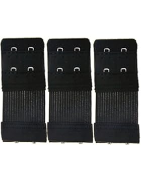 3er SET BH-Verlängerung BH 2 Haken Unterwäsche Verschluss Erweiterung Schwarz