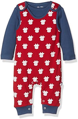 Kite Baby Boys' Cow Dungaree Clothing Set, Red, 0-3 Months