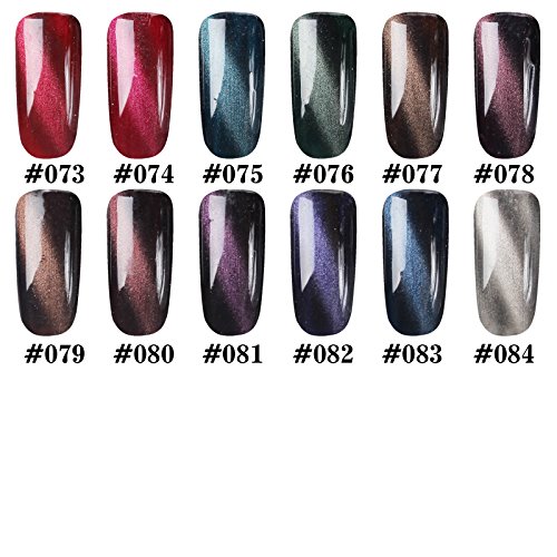 Gellen Cat Eye UV LED Gellack Gel Nagellack UV-Lack LED-Lack auflösbarer Farblack 10ml + Eisen-Magnet #05 dunkelrot - 7