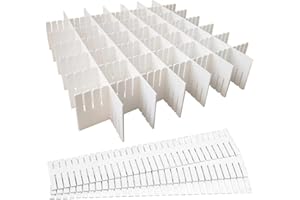 GIAK Drawer Dividers Adjustable Drawer Organizer 8 PCS White Drawer Organiser 32 x 7 cm DIY Cut at Will for Socks, Underwear, Makeup, Kitchen, Bedroom, Dresser