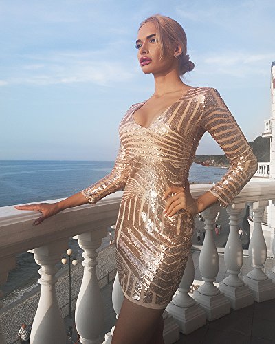 Missord Damen Cocktail Kleid Gold oro L - 2