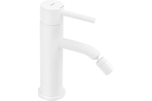 Rea Rubinetto da bidet Lungo White Miscelatore monocomando in ottone per WC Bagno (Bianco)