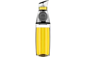 Hioph Oil Dispenser, Olive Oil Bottle Drip-Free Spouts, Oil Pourer Dispensing Bottle for Kitchen Measure Cooking Vegetable Oil and Vinegar Oil Container Soy Sauce Dispenser(Silver, 17 Oz/500ml)