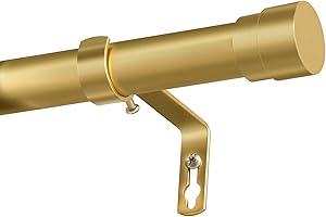 BellaHills Bastone per tenda regolabile da 25 mm per tende con occhielli, con terminali in metallo, da 76 a 190 cm, con staffe, set di accessori, per soggiorno e camera da letto, oro