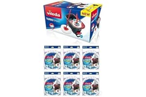 Vileda New Mocio Turbo Smart con Secchio a Pedale Piu 6 ricambi Inclusi in Microfibra