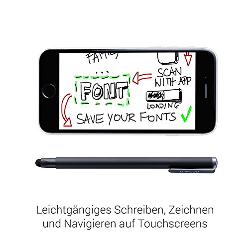 Wacom Bamboo Solo Smart Stylus (4. Generation) in Schwarz / Ergonomischer Touch Pen mit Carbonfaser-Spitze für Touchscreen-Eingabegeräte mit kapazitiver Touch-Technologie wie iPhone oder iPad - 3