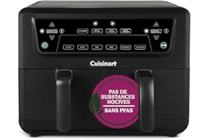 Cuisinart Air fryer Doble Zona XXL, Sin PFAS, Cocina sin químicos, Fríe, asa, hornea, deshidrata, Max Crisp y mantiene caliente 2 x 5.2L - 8+ raciones Cajones dobles Piezas aptas lavavajilla