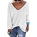 Produktbild Olanstar Damen Pullover V-Ausschnitt Lange Ärmel Lose Pulli Winter Outwear Strickpullover (Weiß, Größe L)