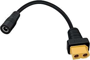 HuaLiSiJi XT60 a DC5521 Adattatore XT60 Adattatore Cavo Maschio a DC 5.5 x 2.1mm XT60 Cavo di Ricarica XT60 Spina a femmina DC 30cm (DC Femmina)