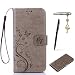 Produktbild Huawei Mate 9 Hülle, Huawei Mate 9 Schutzhülle, Alfort 3 in 1 Lederhülle Fashion Design Premium PU Leder Hohe Qualität Tasche Case Cover Kasten Abdeckung Wallet für Huawei Mate 9 5.9" Smartphone Funktion Standfunktion Unterstützte Telefone und Magnetverschluss mit Schmetterling ( Grau ) + Alfort Schwarz Stylus Pen + Netter Staub Stecker