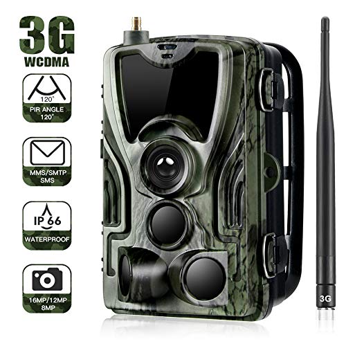 Preisvergleich Produktbild 16MP Wildkamera 3G Überwachungskamera 1080P Nachtsicht Wasserdichte IP66 Jagdkamera Weitwinkel Vision Infrarote 20m mit Handy Übertragung 0,3s Auslösezeit Empfang für Wildtierjagd und Home Security