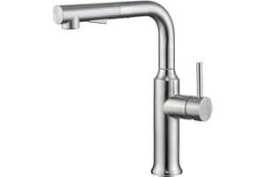 CREA Kitchen Tap with Pull Out Sprayer, Kitchen Mixer Tap with Dual Function Sprayer, 360° Swivel Single Handle Kitchen Sink Tap, Sink Mixer Tap with Magnetic Docking, Stainless Steel