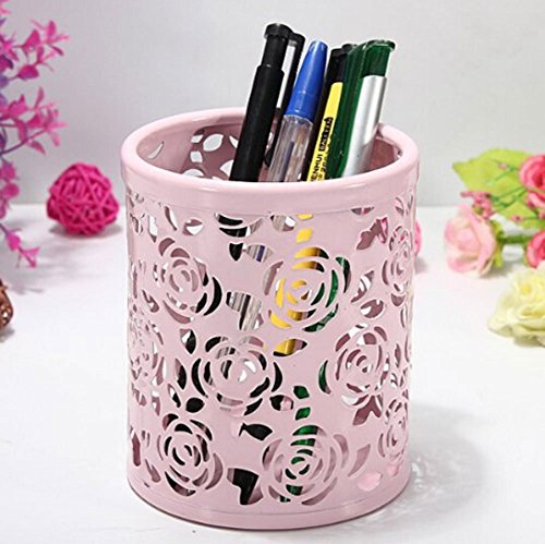 niceeshop(TM) Hollow Out Blume Schreibtisch Stift Organizer Behälter Haus Dekoration,Rosa - 4