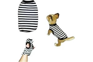 PRETTY PAMPERED PETS UK Chihuahua Puppy Dog Jumper Coat Vest Baby Grow PJS Bed Top Tiny Toy Teacup Miniature Kitten Small Pets New Pups Clothes Extra Tiny Breeds (Black + White, XXXS- XXS)