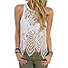 Produktbild Resplend Damen Sommer Off Shoulder Crop Top Mode Spitze Ärmellose Weste Unregelmäßiger Saum Bluse Tank Tops T-Shirt Schlinge Vest (Weiß, XL)