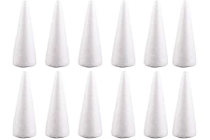 Holibanna 12 Conos de Espuma de 10 cm, Color Blanco, de poliestireno, para artesanía, Navidad, decoración de Mesa, Centro de Mesa, Flores, Accesorios