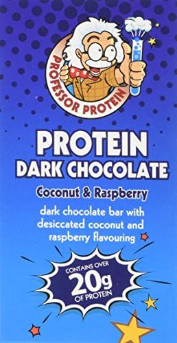 Professor Protein Dark Chocolate Protein Bar, 75 g, Coconut and Raspberry, 10-Piece
