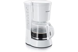 SEVERIN Cafetière Filtre, 800W, 1,4L, Jusqu'à 10 tasses, Système anti-goutte, Porte-filtre amovible, Plaque chauffante,Blanc,KA 4478