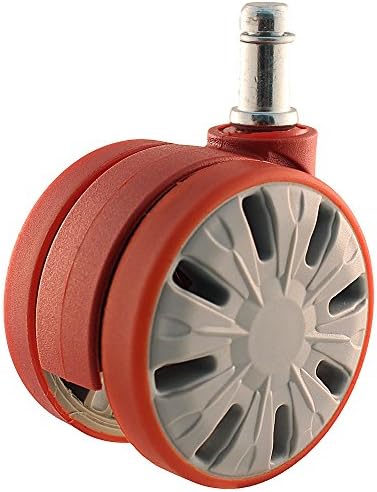 Mesh Gaming Chair Wheels Replacement PU Castor - 11mm*22mm Universal Stem and No Mark on Hardwood Floor - Set of 5 - Red