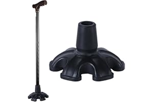 DONOONIS Embout Bequille, 6 Branches Embout Canne de Marche, Caoutchouc Autoportant, Diamètre 19 mm Pieds Hexagonaux en Caoutchouc pour Canne Pliable, Noir