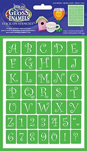 Americana Decor Curly Alphabet Stencil, Blue,6 x 8-Inch