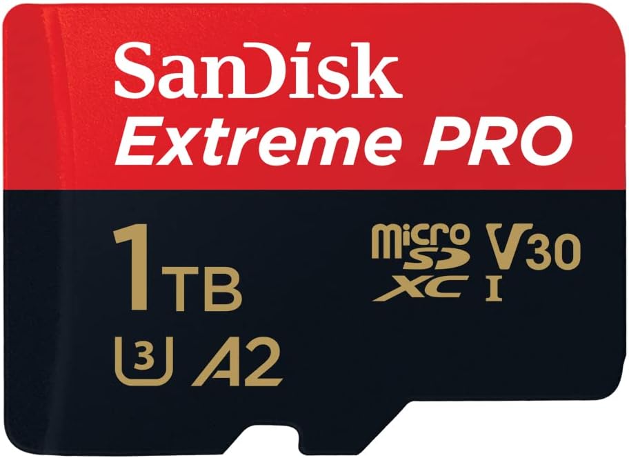 SanDisk Extreme PRO 1TB tarjeta microSDXC + adaptador SD + RescuePro Deluxe, hasta 200 MB/s, con Clase A2 de rendimiento de las aplicaciones UHS-I Class 10 U3 V30